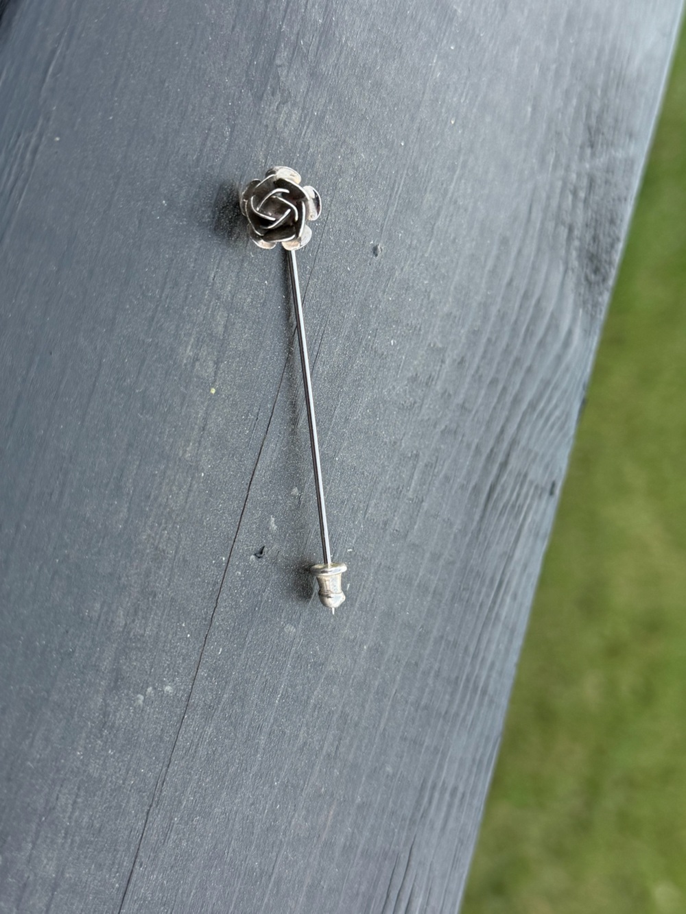 Vintage Rose Stick Pin - Silver Floral Stickpin